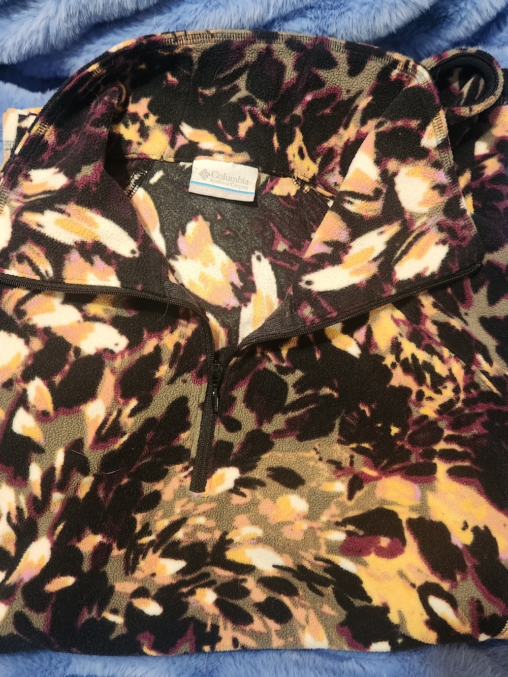 Columbia Printed Quarter-Zip Fleece - Black, Yellow, Purple